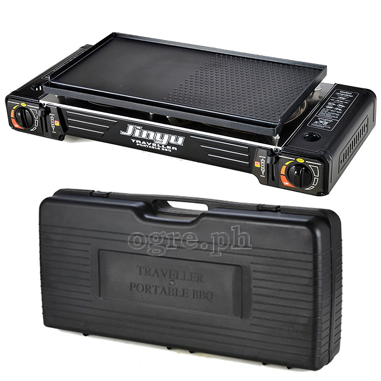 Jinyu BDZ155S Portable 2Burner Butane Gas Stove with Griddle Plate